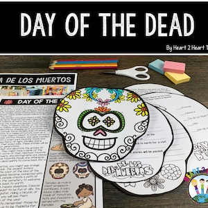 Actividades del Día de Muertos para niños Proyecto de artesanía de calavera imprimible Actividades del Día de los Muertos Manualidades de escritura de otoño Actividad de Halloween para niños