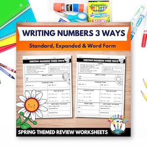 Writing Numbers 3 Ways Worksheets, Standard Expanded and Word Form Place Value Practice