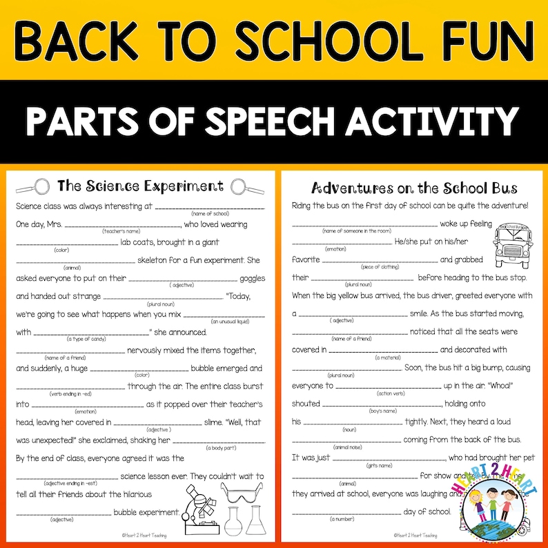Back to School Mad Libs for Kids Games for Students Activity Fill in ...