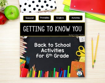 6th Grade All About Me Flip Book and Banner, Back to School Activities