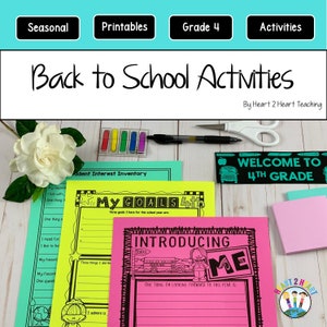 All About Me Printable Activities For 4th Graders First Week of School Activities Getting to Know You Activities Flip Book & Welcome Banner