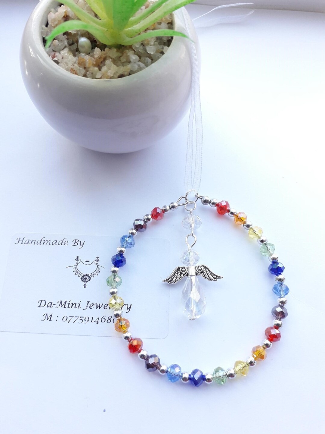 Rainbow crystal bead decoration Keepsake sun catcher Etsy.de