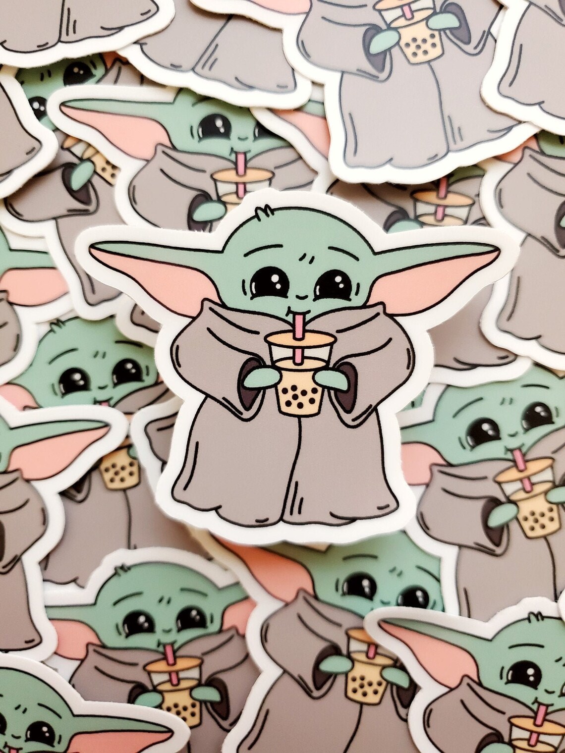 Boba Yoda Sticker Bubble Tea Series | Etsy