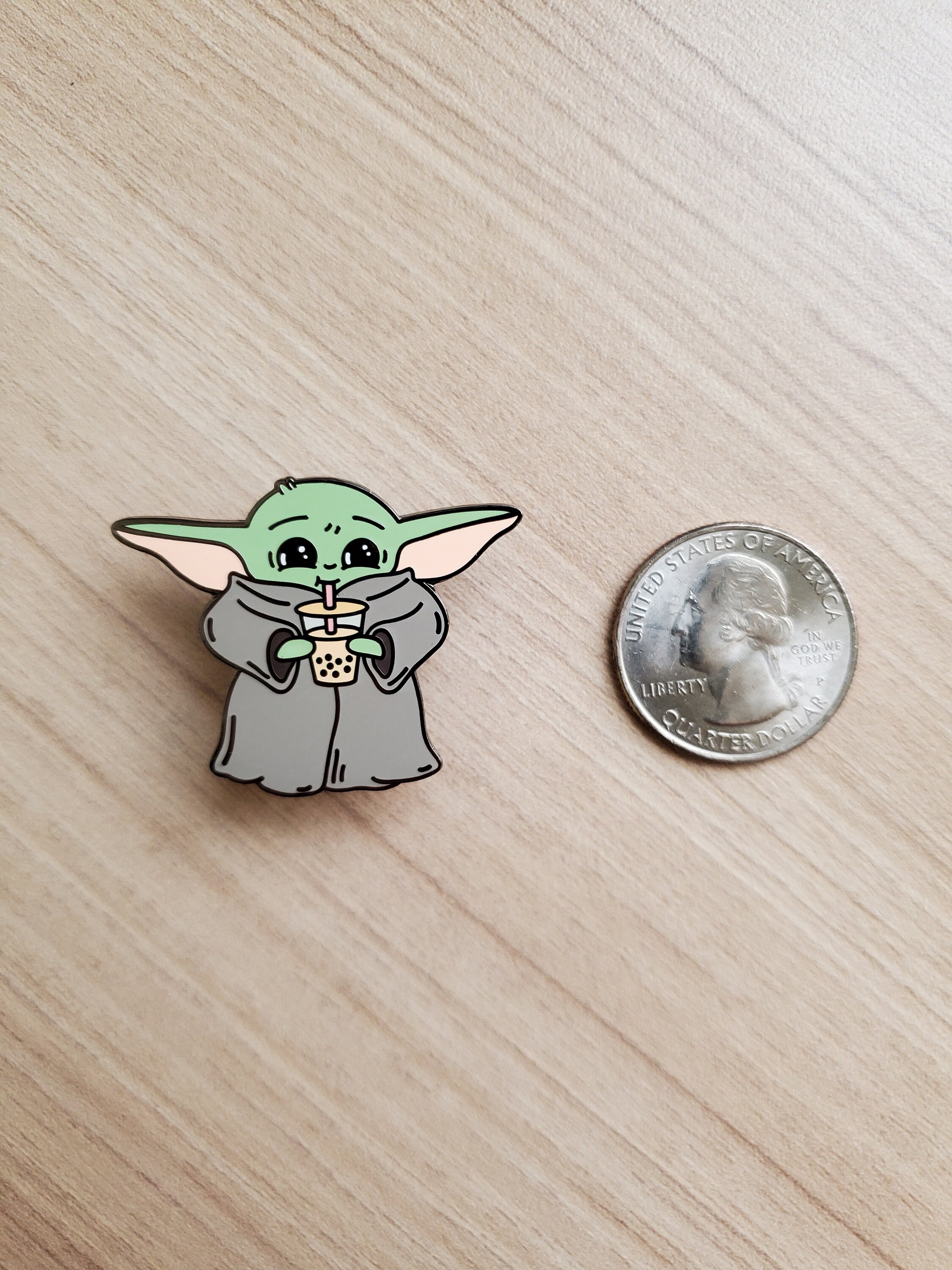 Boba Yoda Enamel Pin Baby Yoda Grogu With Bubble Tea Etsy