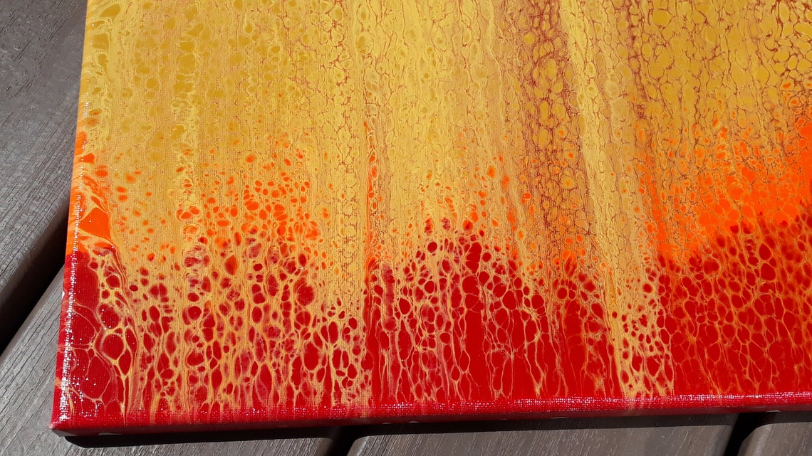 11x14 Original Acrylic Pour Painting Copper Yellow Etsy