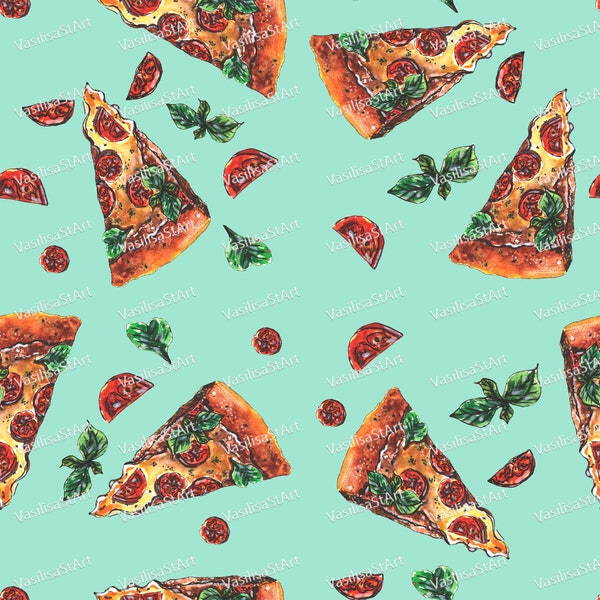 Pizza Seamless Repeating Pattern Design, Png Pattern, Patterns for Fabric, Digital Pattern, Digital Paper