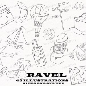 Travel Clipart, Vacation clipart, Tourism clipart, Adventure clipart, Wanderlust Clipart, Hand Drawn Clipart, Doodle Clipart, Worldwide SVG