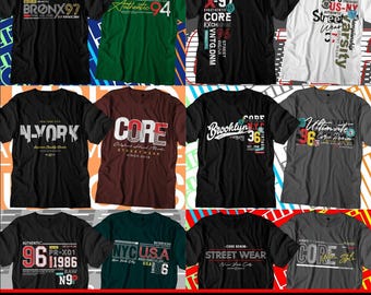 50 Urban Streetwear T-Shirt Design Bundle SVG PNG Print Ready