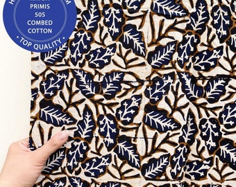 Tela indonesia Solo Batik sello escrito combinación Premium de hojas de Sogan algodón Primis