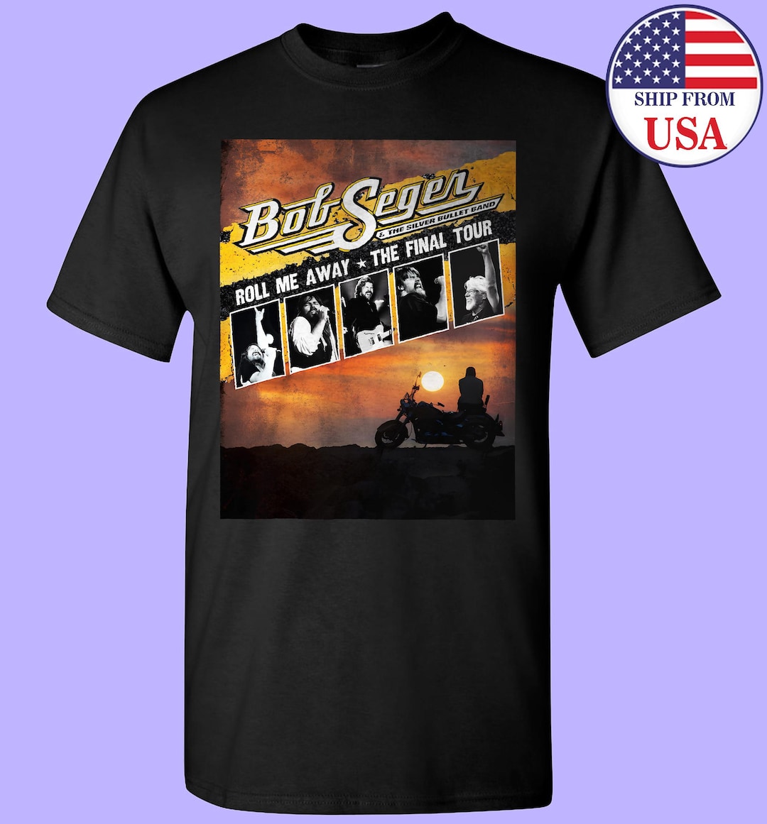 Bob Seger Singer Roll Me Away the Final Tour Gildan T-shirt USA