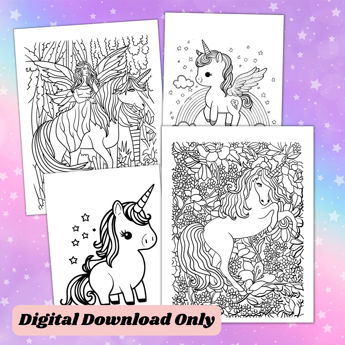 Unicorn Coloring Pages for Girls and Boys Magical With Free - Etsy