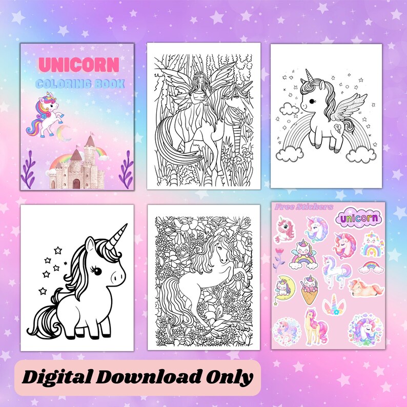 Unicorn Coloring Pages for Girls and Boys Magical With Free - Etsy