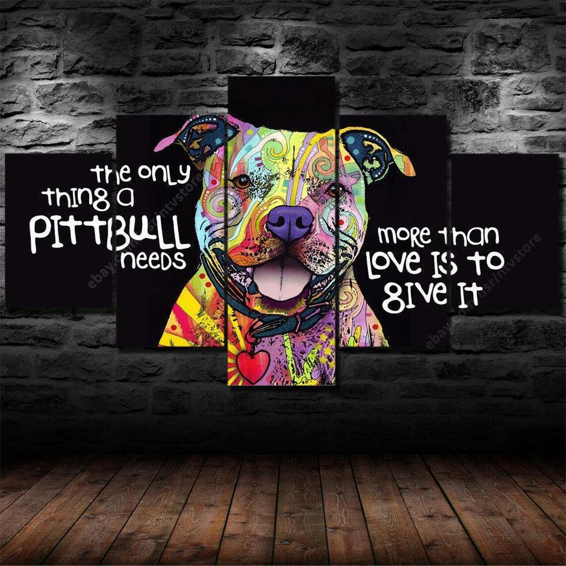 Abstract Art Pitbull Dog Animal Canvas Wall Art Framed Ready Etsy