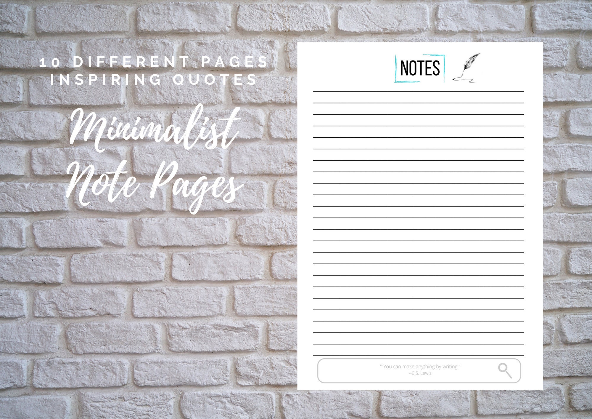 10 Designs Minimalist with Inspiring Qoutes Notes Page | Etsy