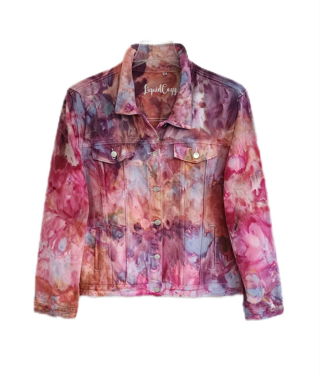 Pink tie dye jean jacket hot sale