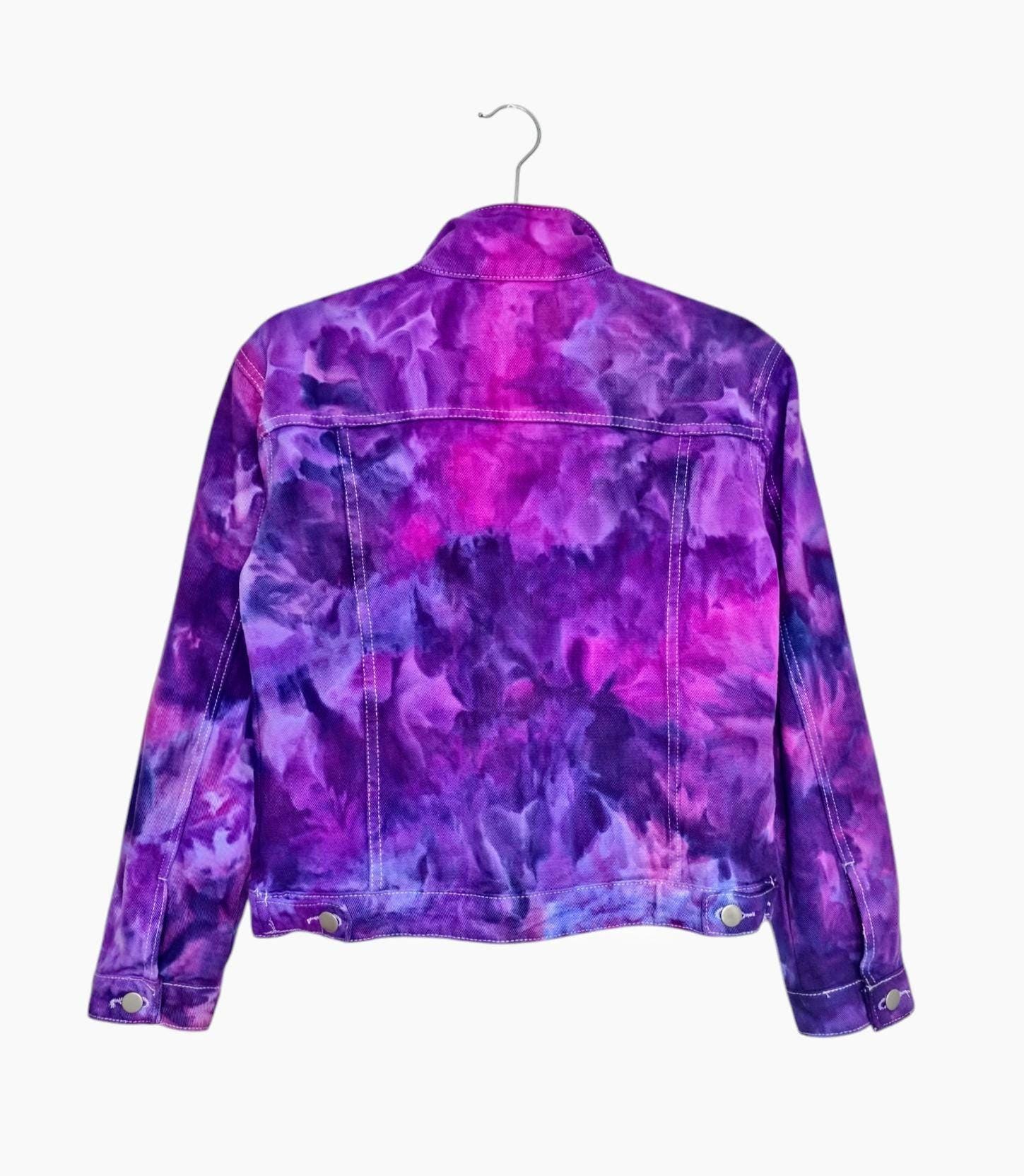 Hydrangea Patterned Jacket Hand-dyed Purple Denim Jacket: Liquid Hydrangea Tie Dye - Etsy