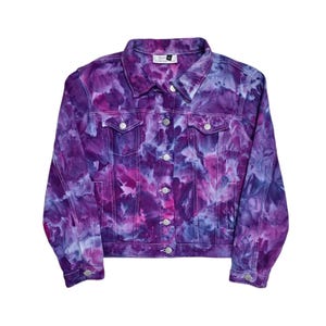 Handgefärbte lila Jeansjacke: Liquid Hortensien-Tie-Dye Bild 7
