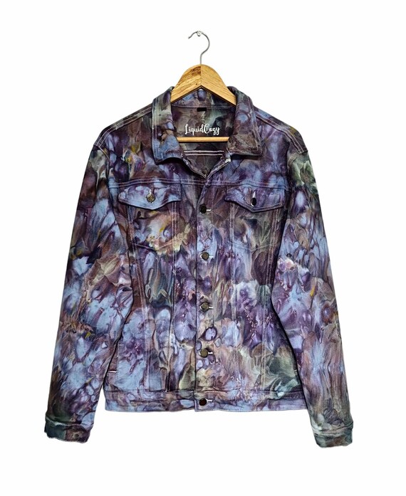Unisex Relaxed Fit Denim Jacket Hand Dyed, Tie Dye Denim