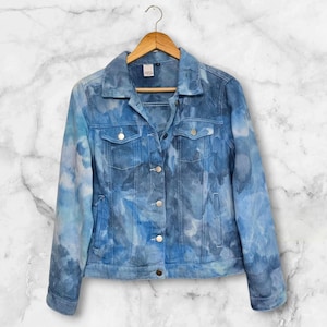 Womens Hand Dyed Purple Denim Jacket,  Tie Dye Denim Jacket- Liquid Cloud