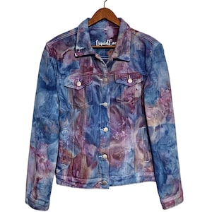 Womens Denim Jacket Hand Dyed, Tie Dye Denim Jacket - Liquid Eggplant