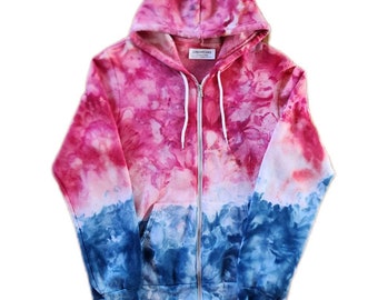 Hand Dyed Hoodie or Zip-up Hoodie,  Tie Dye Hoodie or Zip-Up Hoodie - Liquid Firecracker