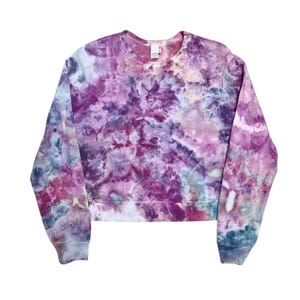 Hand Dyed Women&#39;s Crewneck Sweatshirt,  Tie Dye Crewneck Sweatshirt - Liquid Cotton Candy