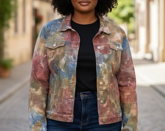 Hand-Dyed Denim Jacket: Liquid Sunset Storm Tie Dye, 100% Cotton
