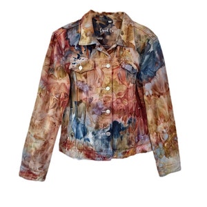 Womens Denim Jacket Hand Dyed, Tie Dye Denim Jacket - Liquid Sunset Storm