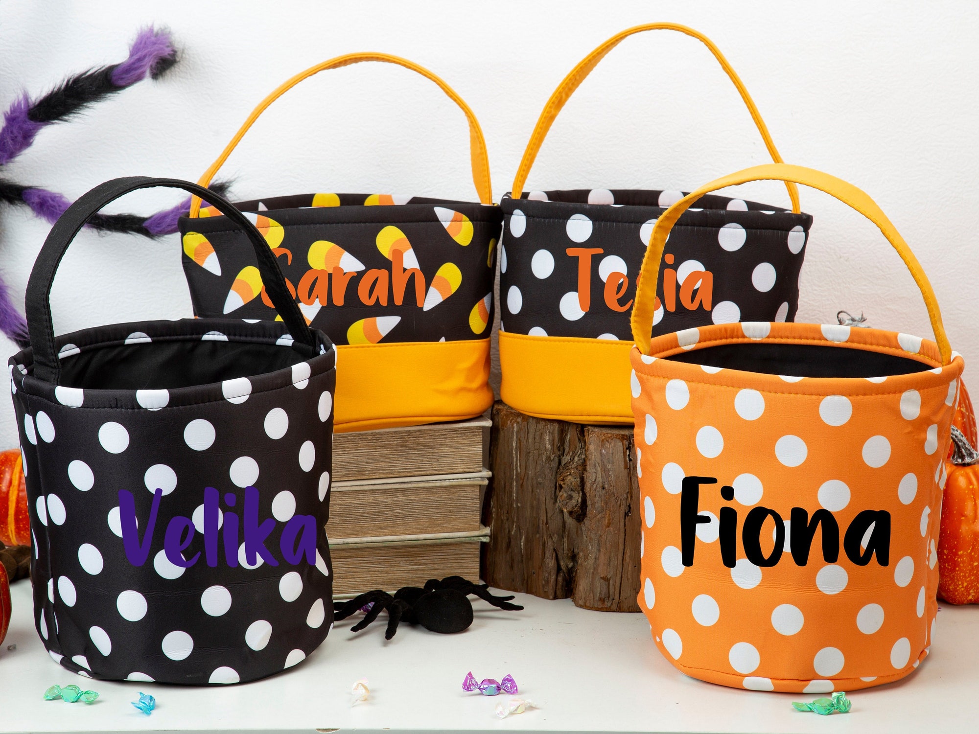 Discover Personalized Halloween Bucket Trick or Treat Bag Halloween Candy Bag Custom Kids Halloween Tote Halloween Bag Gifts for Kids Candy Tote Bag