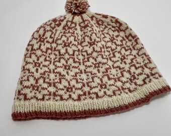 Hand knit Fair isle hat