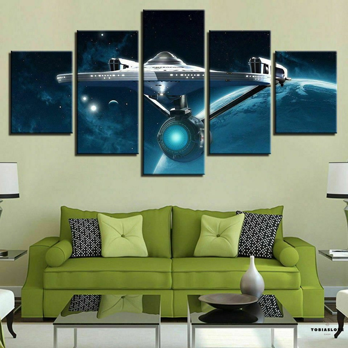 Star Trek Starship Enterprise 5 Pieces Canvas Wall Art Framed Etsy