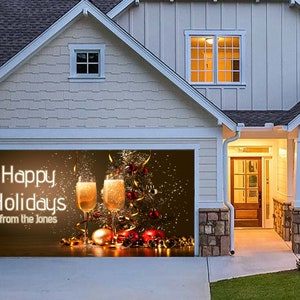 Pesonalize Christmas Garage/Door banners/backdrop outdoor- House Decor Banner Vinyl - Can use for roll_up door,  hardware include.