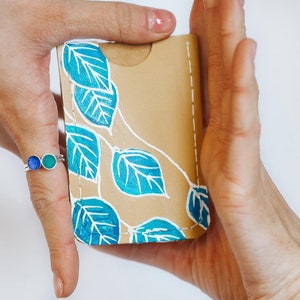 Porta Carte, Vera Pelle, Cucito a Mano, Dipinto a Mano