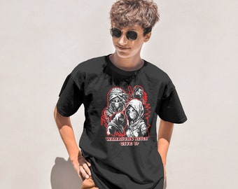 Camiseta - Algodón Negro - Poliéster Blanco - Warrior Ninja