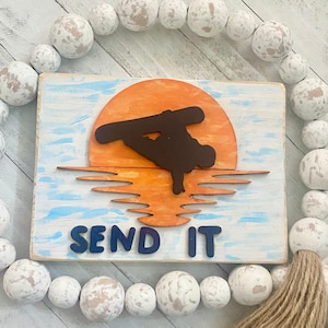 Send It 3D Snowboard Wood Sign | Mountain House Decor | Ski Lodge Decor | Snowboard Decor | Snowboard Gift | Ski Tier Tray Decor |