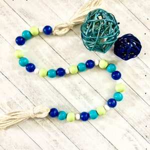 Beach Wood Bead Garland | Farmhouse Beach Garland | Coastal Beads | Beach Tier Tray Garland | Summer Garland | Boho Beaded Garland |