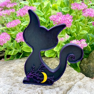3D Halloween Self Standing Black Cat with Branch | Spooky Halloween Wood Decor | Halloween Mantle Decor | 3D Farmhouse Halloween Decor