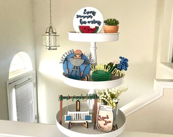 Backyard BBQ Cookout Tier Tray Decor | Grill Tier Tray | Summer Farmhouse Decor | Grillin & Chillin | Front Porch Chillin | Summer Pool Tray