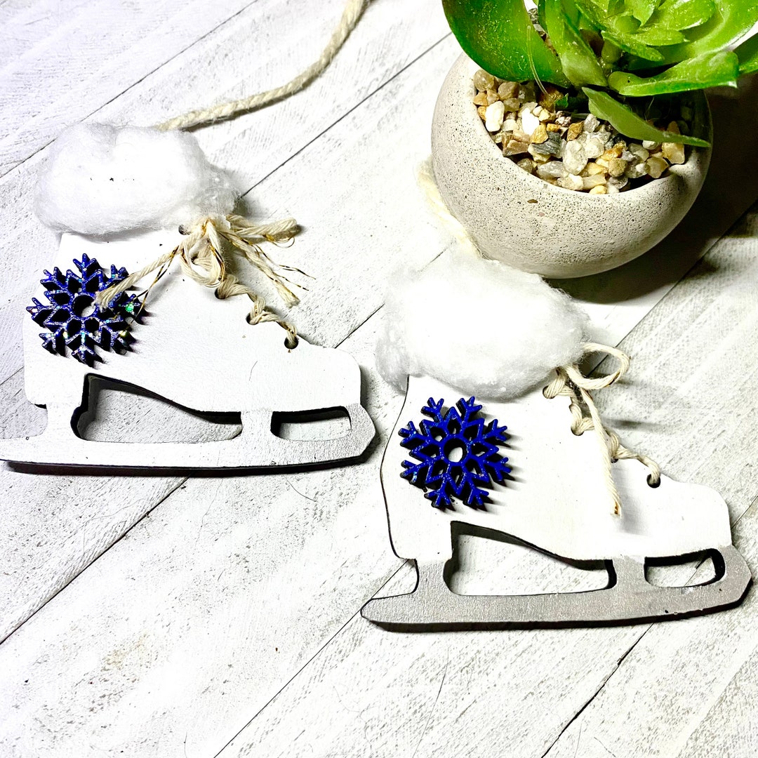 Wooden Ice Skate Tree Ornament Winter Tier Tray Decor Figure Skates