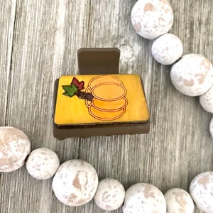 Pumpkin Small Claw Clip, Autumn Hair Clip, Pumpkin Season Hair Clip, Wood Laser Engraved Hair Clip, 2" Claw Clip, Halloween Hair Accessory