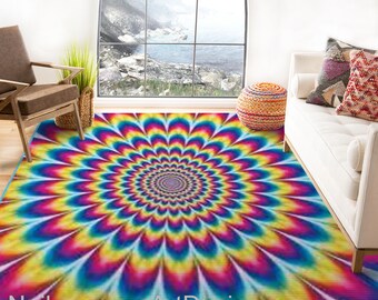 Personalized Hippie Boho Rug Throw Rug Tie Dye Design 4 Sizes Area Rug