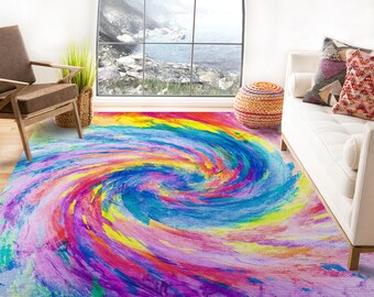 Personalized Hippie Boho Rug Throw Rug Tie Dye Design 4 Sizes Area Rug