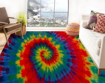 Personalized Hippie Boho Rug Throw Rug Tie Dye Design 4 Sizes Area Rug