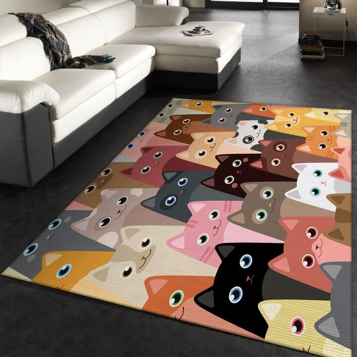 Kawaii Area Rug Cute Cat Rug Personalise Rug Pink Cat | Etsy