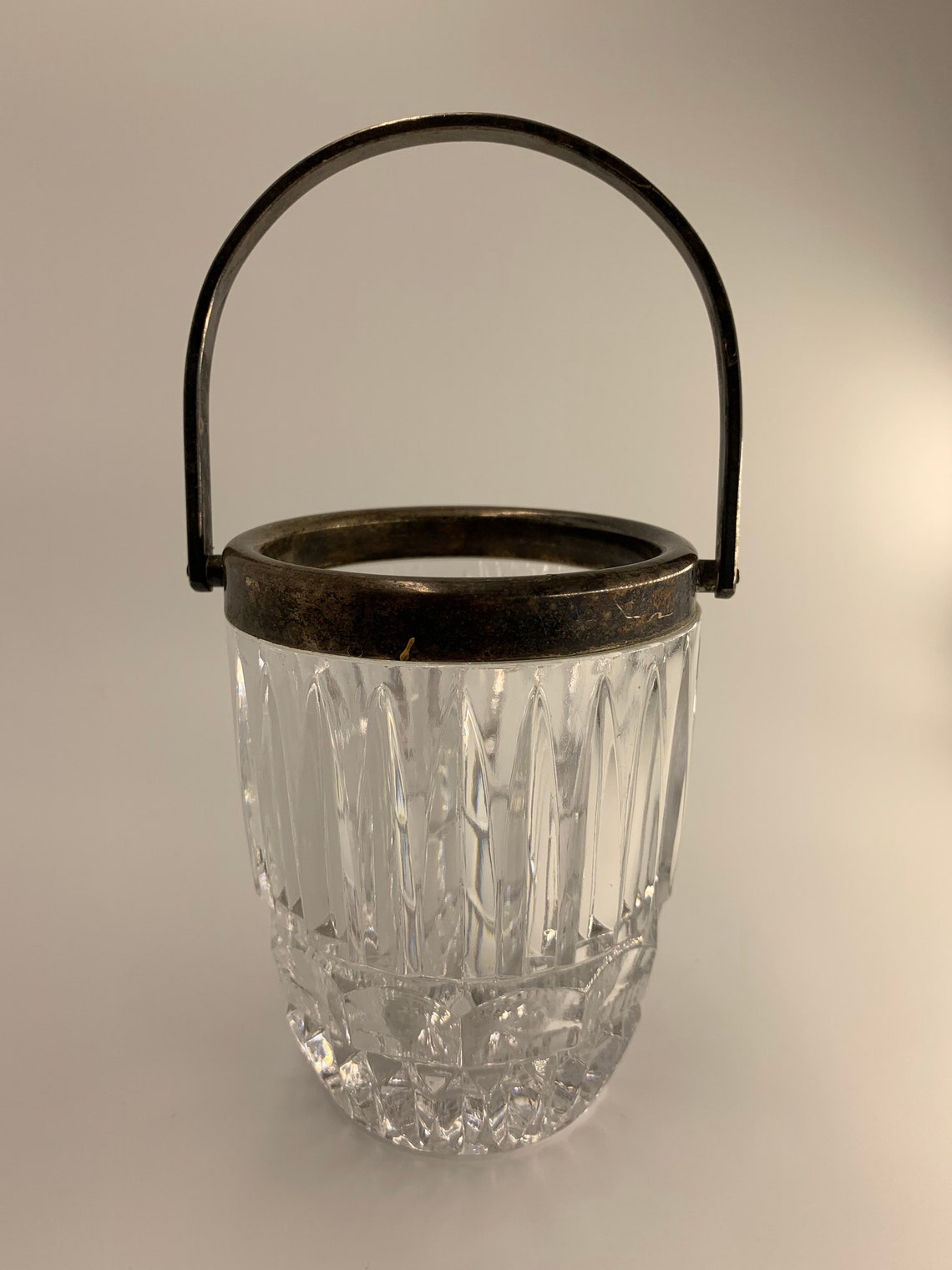 Vintage Lead Crystal Ice Bucket with Silver Handle Made in Etsy