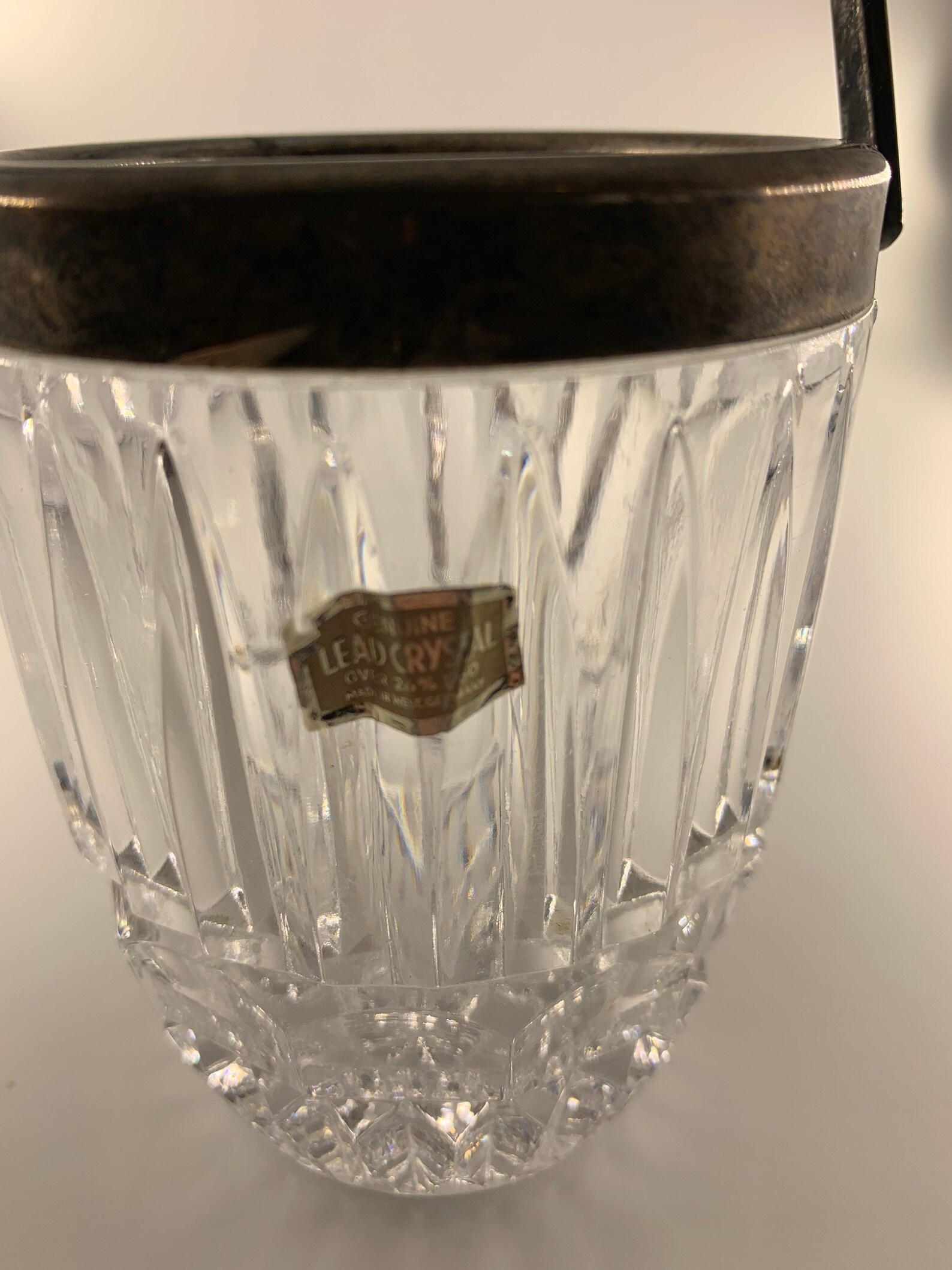 Vintage Lead Crystal Ice Bucket with Silver Handle Made in Etsy