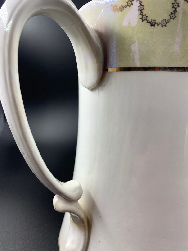 Antique Dresden Potter China Pitcher with Dogwood Blooms