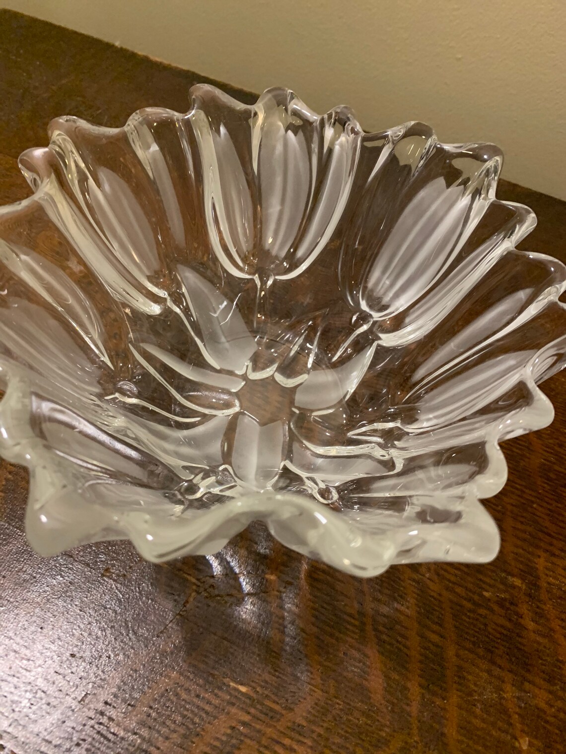 Mikasa Lead Crystal Satin Tulip Germany 7 Ruffled Edge Bowl Etsy