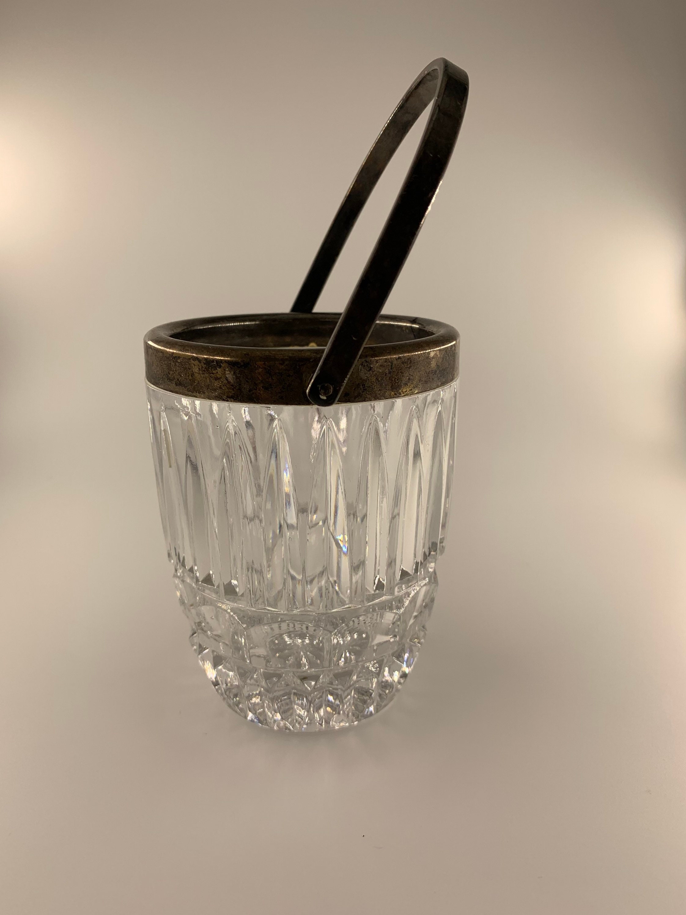 Vintage Lead Crystal Ice Bucket with Silver Handle Made in Etsy