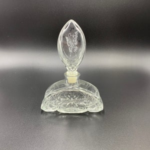 Vintage 1970s Clear Glass Avon Moonwind Perfume Bottle With Etched Butterfly Stopper